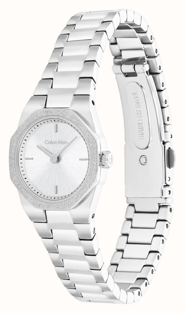 CALVIN KLEIN LADIES PAVE BEZEL STAINLESS STEEL WATCH