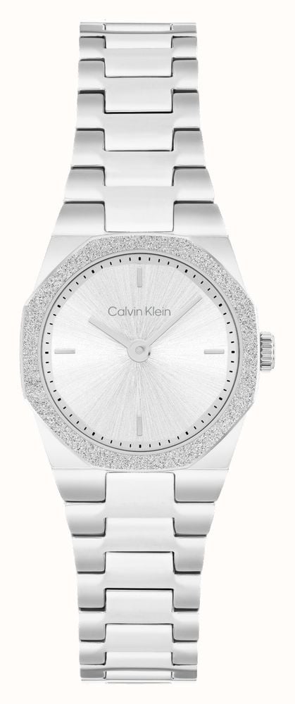 CALVIN KLEIN LADIES PAVE BEZEL STAINLESS STEEL WATCH