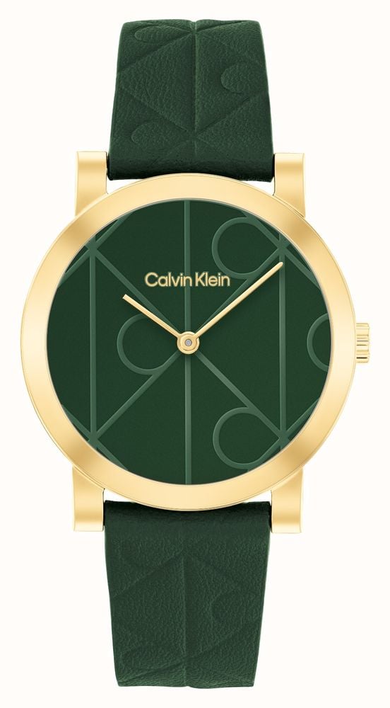 CALVIN KLEIN GREEN DIAL LADIES GREEN LEATHER WATCH