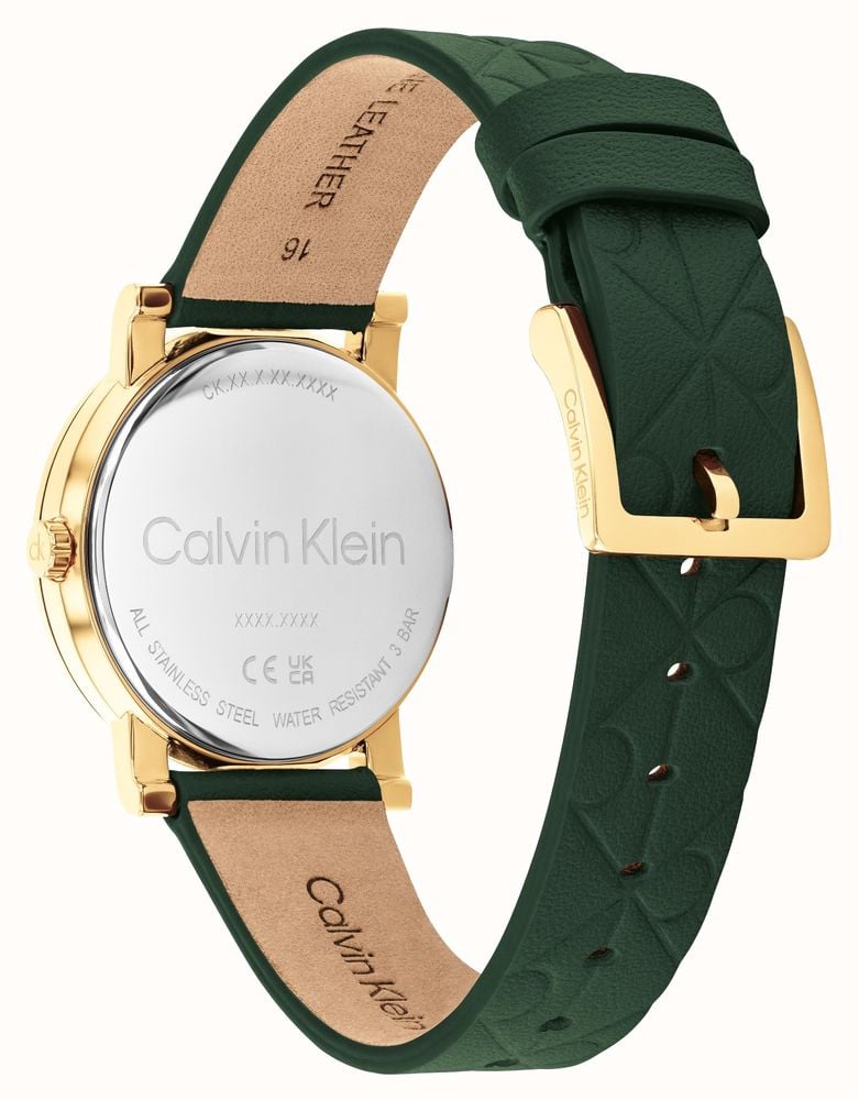 CALVIN KLEIN GREEN DIAL LADIES GREEN LEATHER WATCH