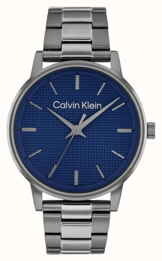 CALVIN KLEIN NAVY DIAL GENTS GUN METAL STAINLESS STEEL WATCH