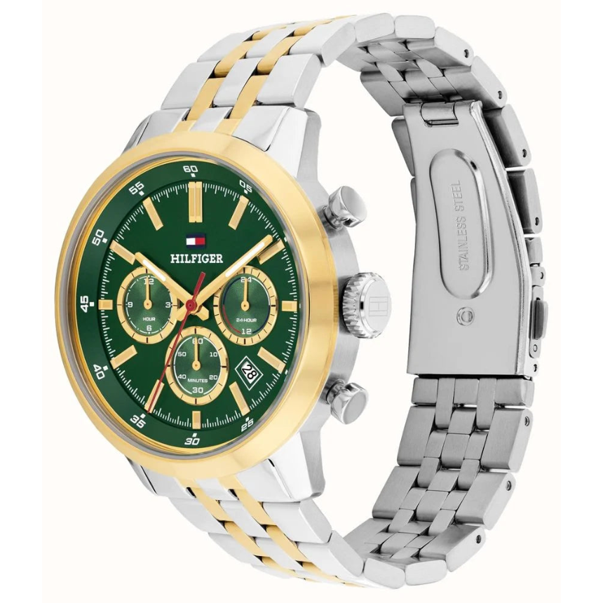 Tommy Hilfiger Light Green Chrono Dial Gents Stainless Steel Watch