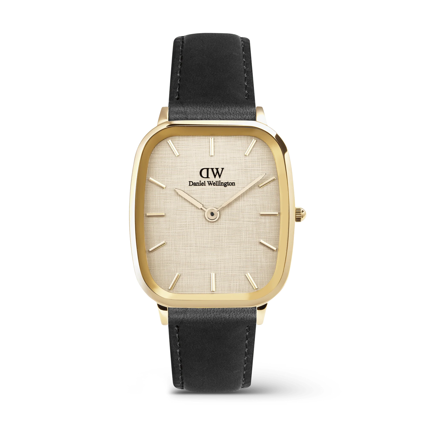 Daniel Wellington Marlon Sheffield Linen Gold Gents Black Leather Watch