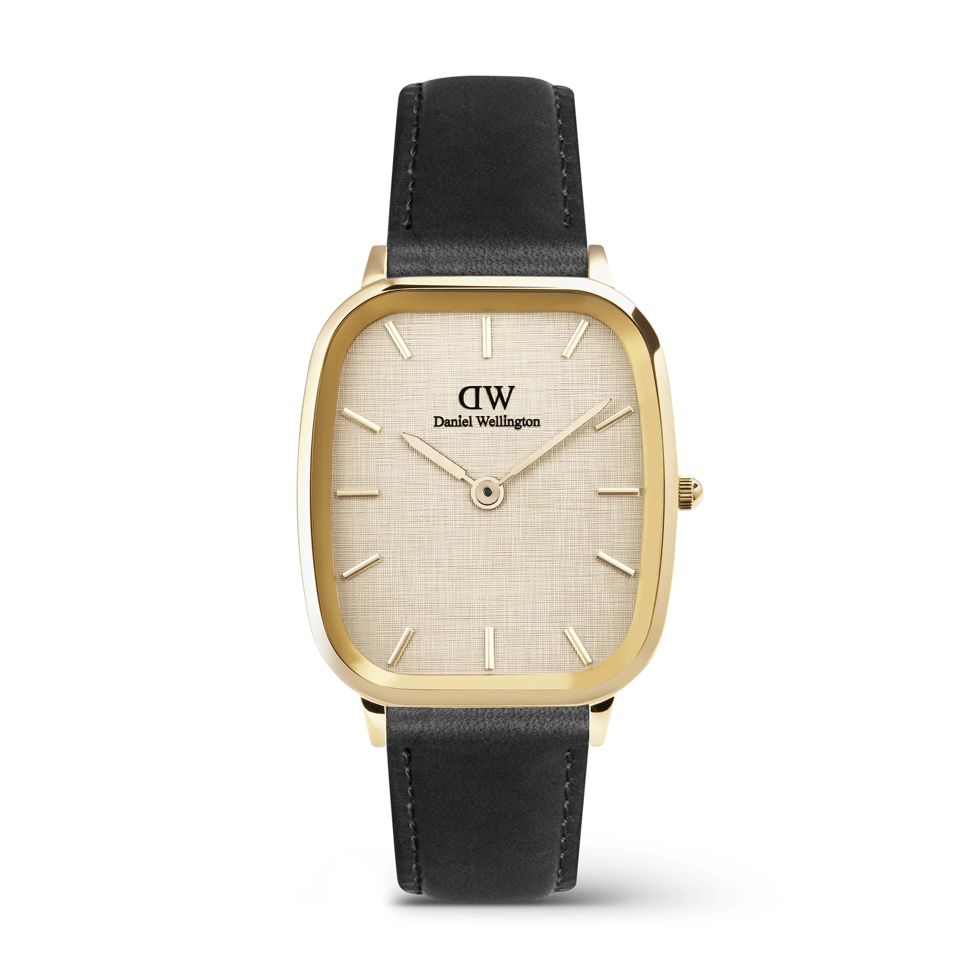 Daniel Wellington Marlon Sheffield Linen Gold Gents Black Leather Watch