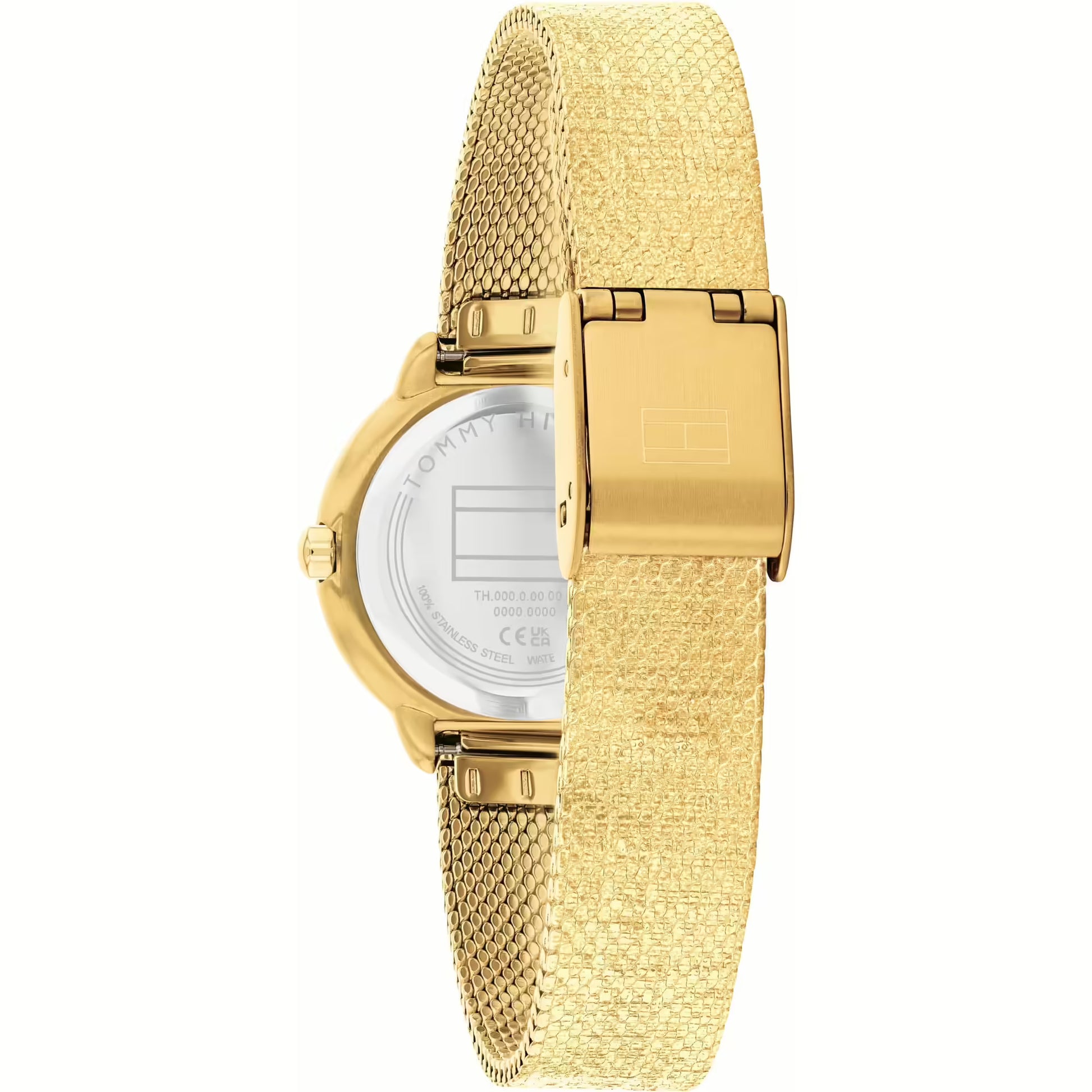 TOMMY HILFIGER GREEN DIAL LADIES GOLD MESH WATCH