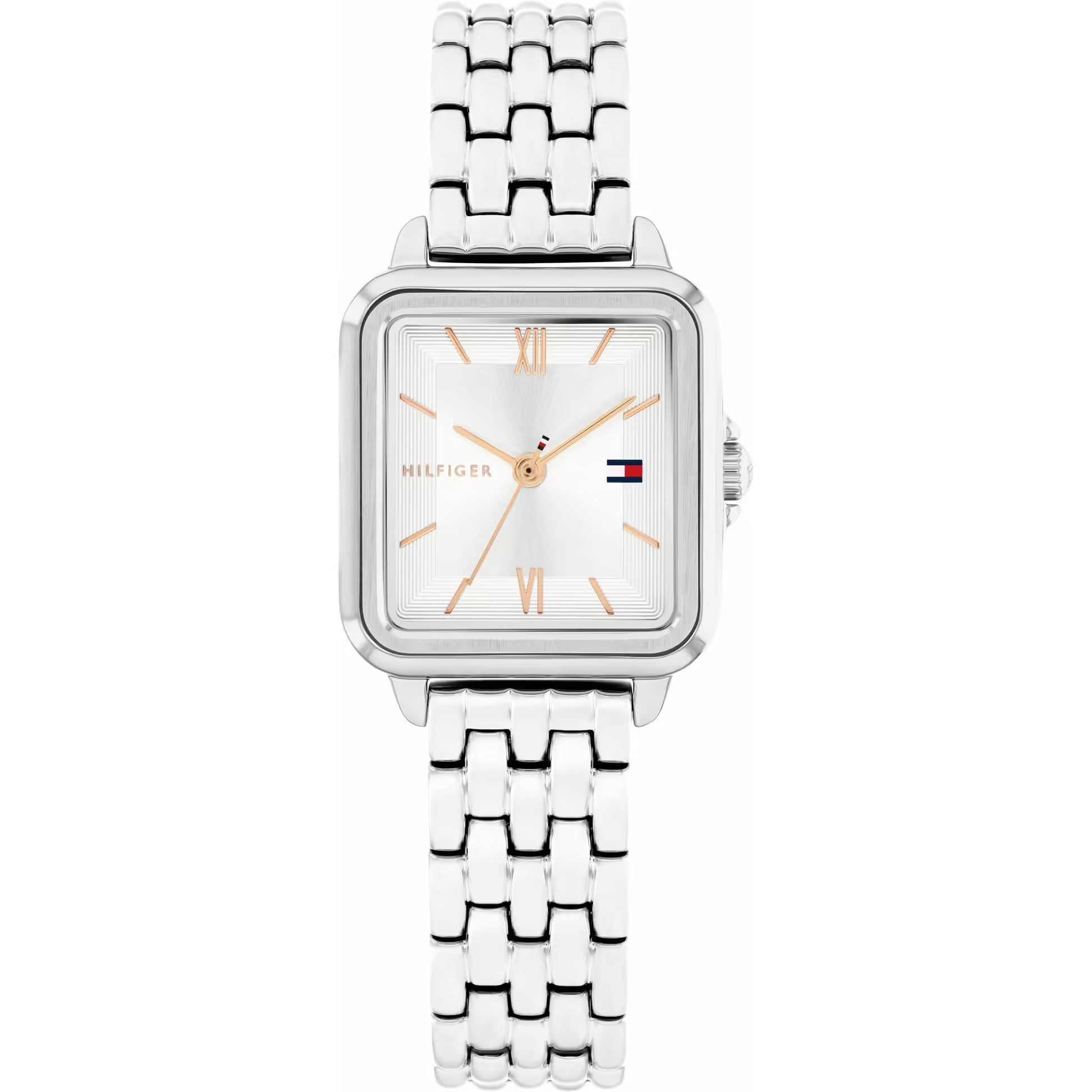 TOMMY HILFIGER WHITE SQUARE DIAL STAINLESS STEEL WATCH