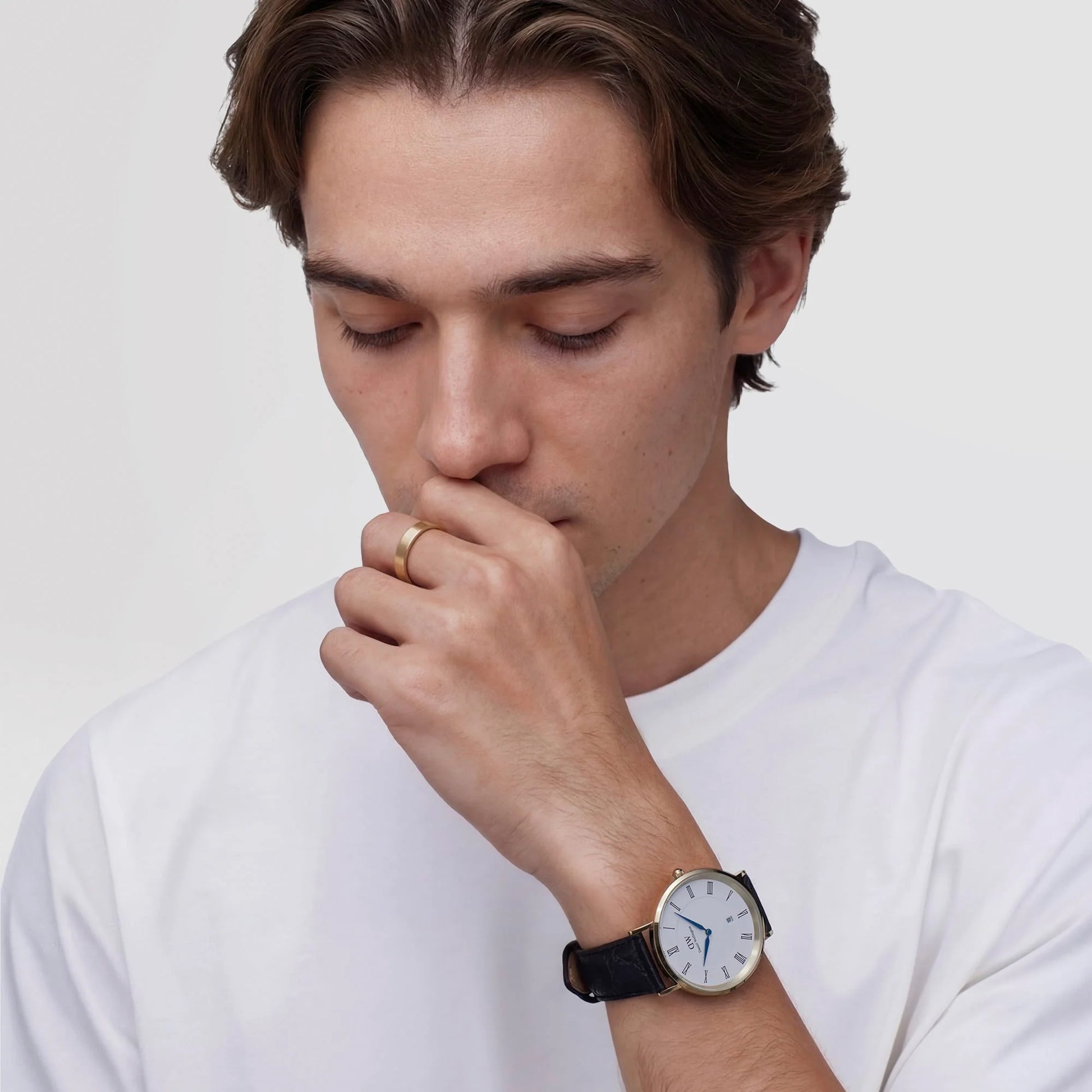 Daniel Wellington Classic Romas Numerals Dial with Date Gents Black Croc Leather Watch