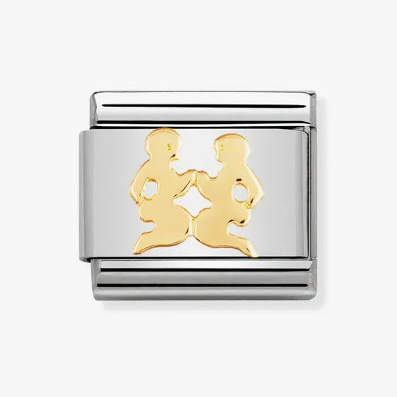 COMPOSABLE Classic GEMINI ZODIAC charm in stainless steel with 18k gold