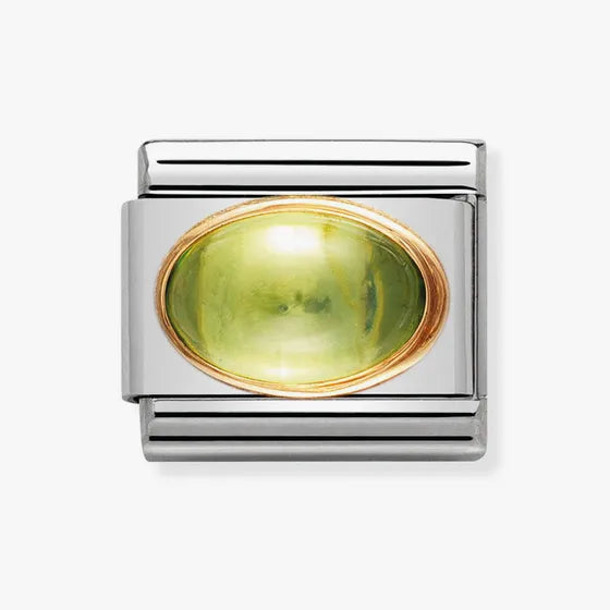 COMPOSABLE Classic OVAL SEMIPRECIOUS PERIDOT STONE in stainless steel with 18k gold