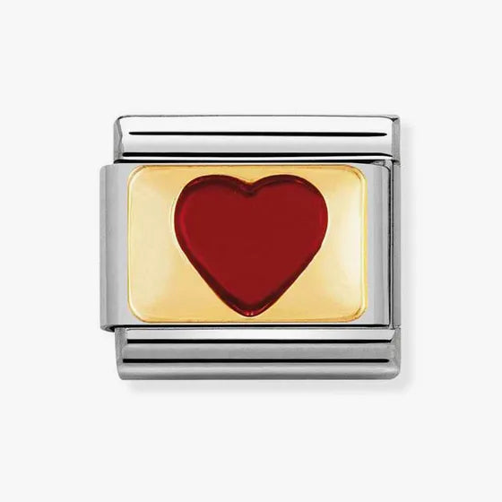 NOMINATION COMPOSABLE CLASSIC LINK RED HEART WITH GOLD DETAILS