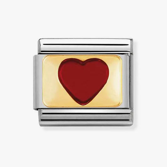 NOMINATION COMPOSABLE CLASSIC LINK RED HEART WITH GOLD DETAILS