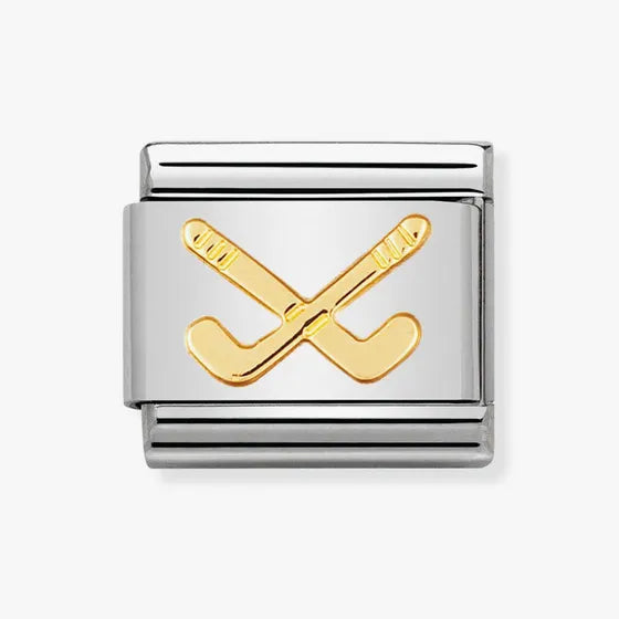 Nomination Classic Gold Hockey Clubs Charm