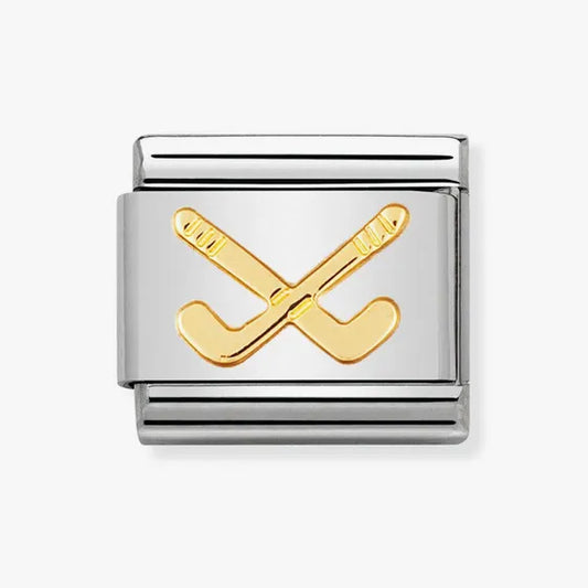 Nomination Classic Gold Hockey Clubs Charm