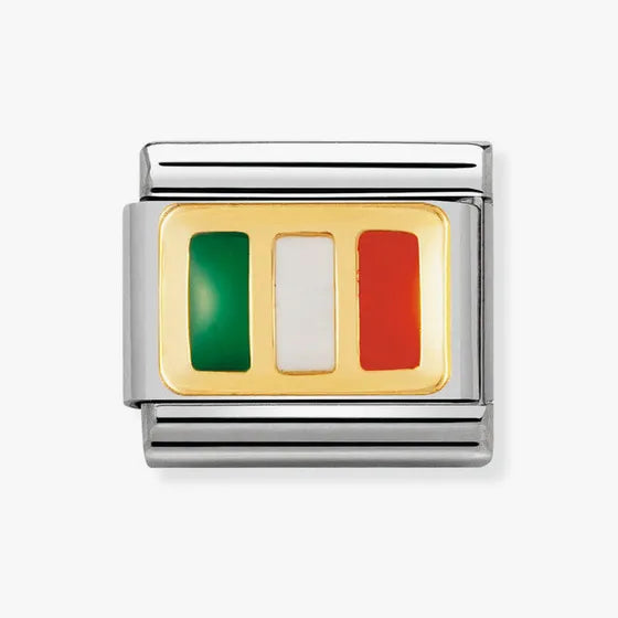 GREEN WHITE & GOLD IRISH FLAG NOMINATION CHARM