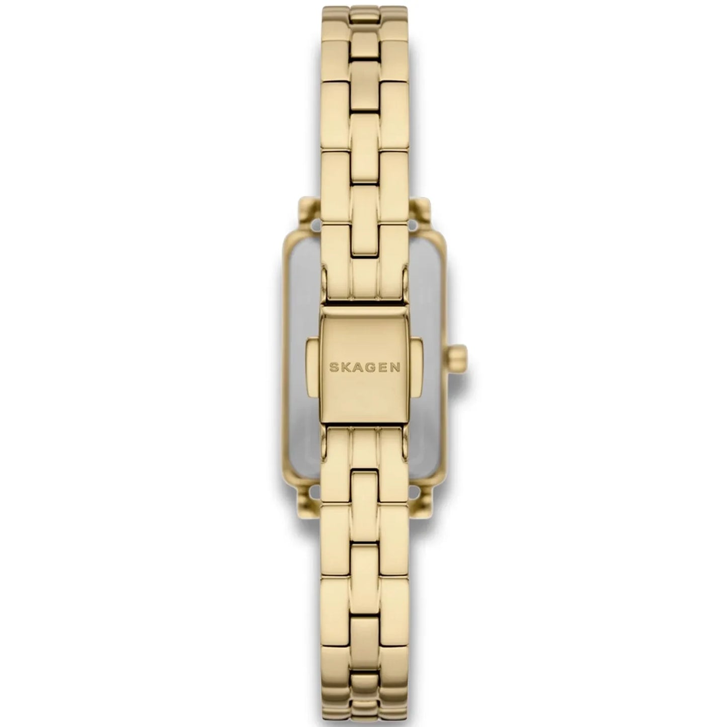 SKAGEN HAGEN MICRO BLACK GLITTER DIAL LADIES GOLD STAINLESS STEEL WATCH