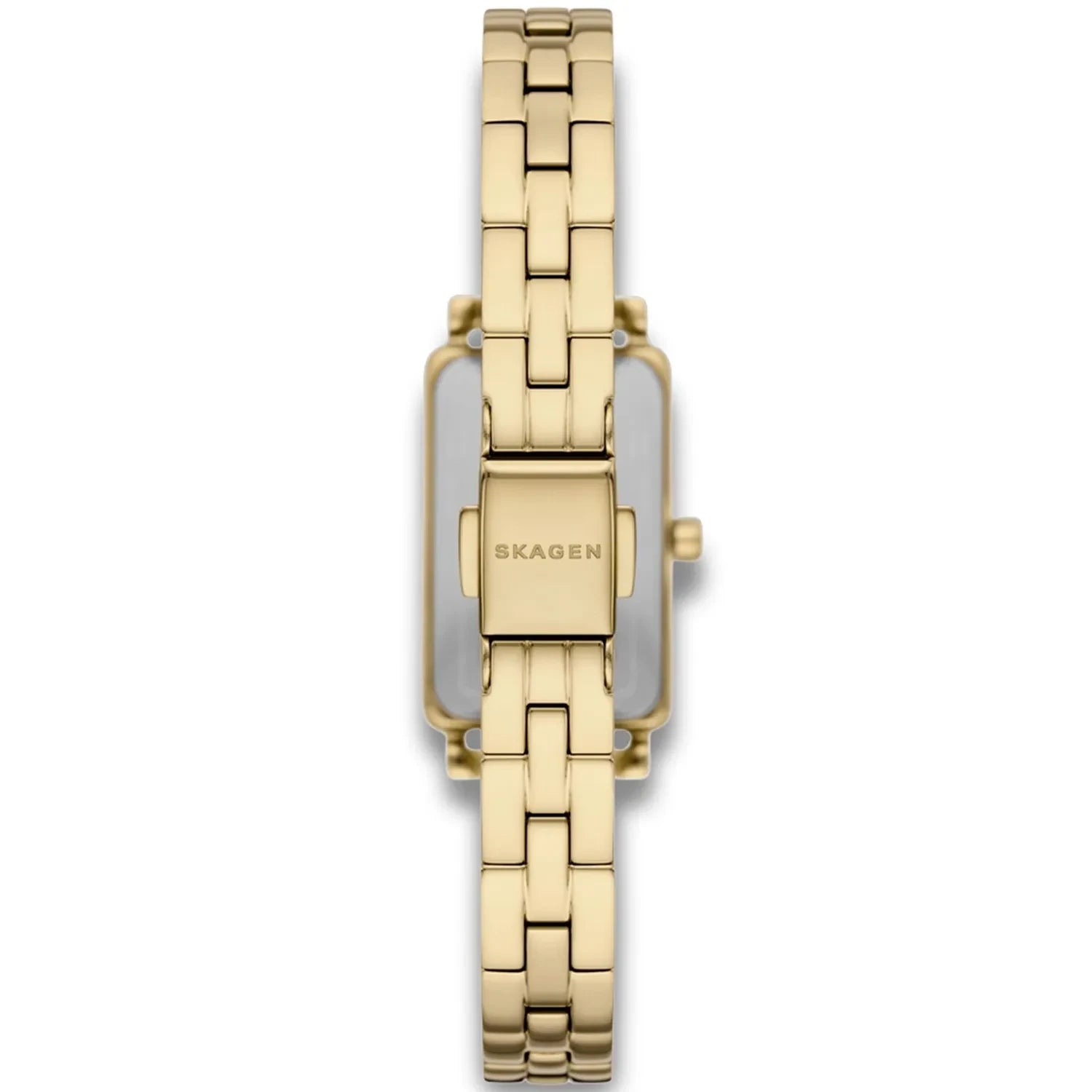 SKAGEN HAGEN MICRO BLACK GLITTER DIAL LADIES GOLD STAINLESS STEEL WATCH