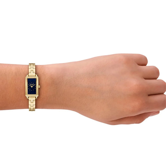 SKAGEN HAGEN MICRO BLACK GLITTER DIAL LADIES GOLD STAINLESS STEEL WATCH