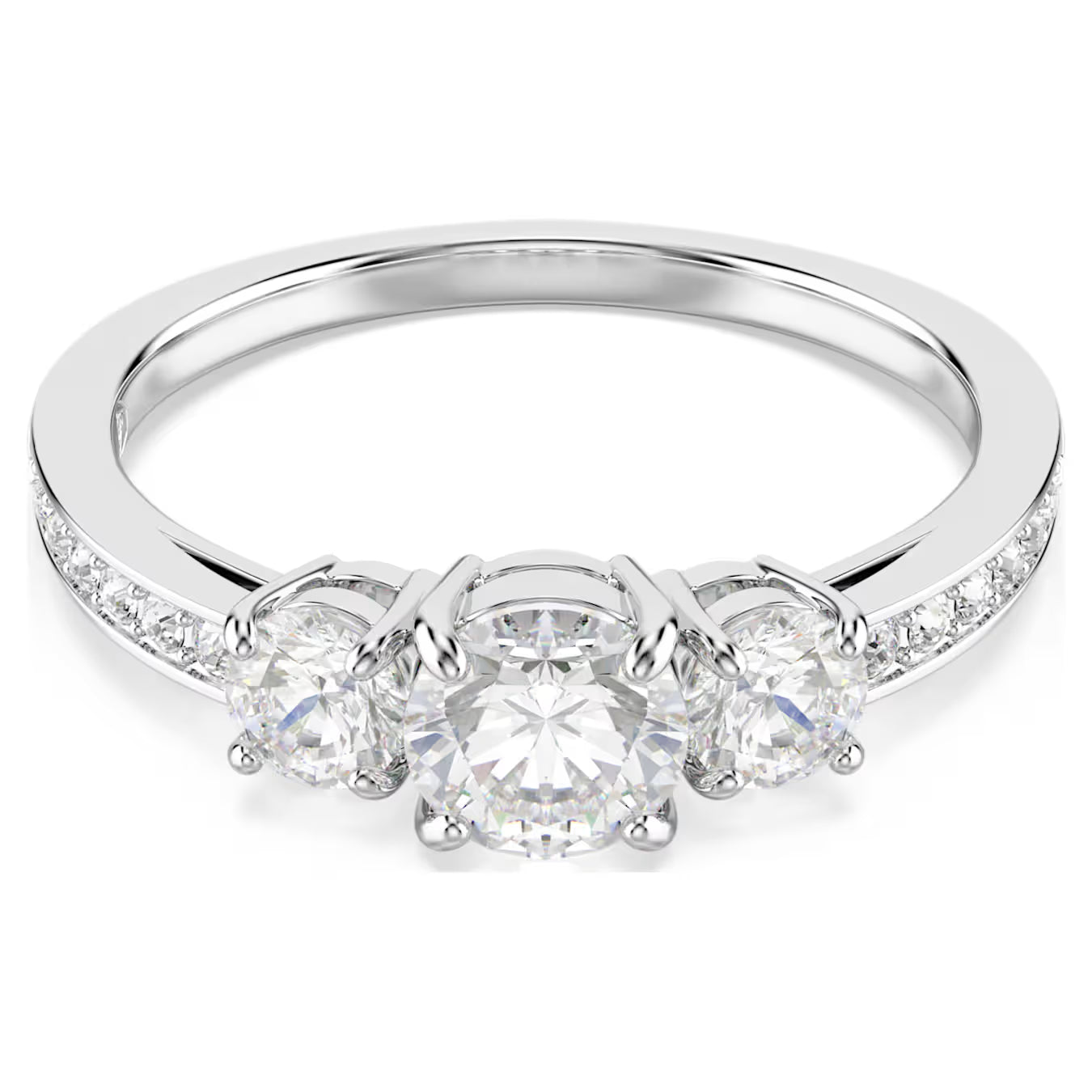 Stilla Attract ring Round cut, White, Silver-tone finish