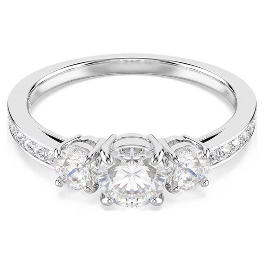 Stilla Attract ring Round cut, White, Silver-tone finish