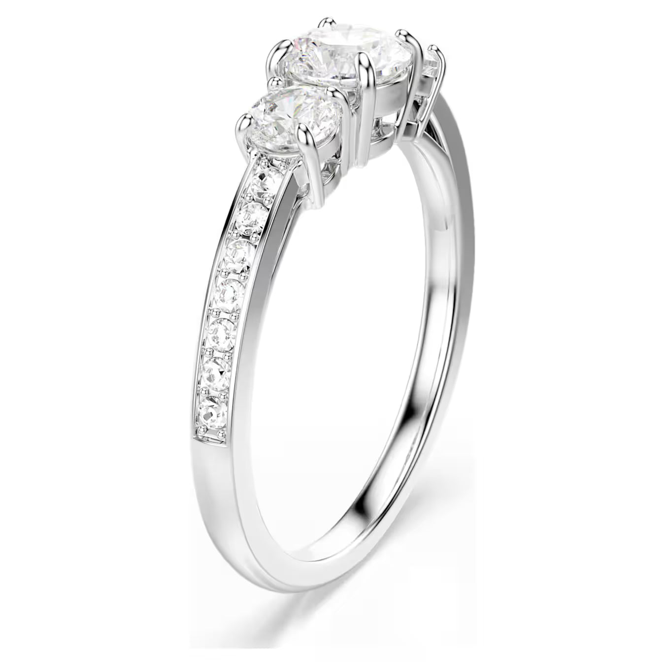 Stilla Attract ring Round cut, White, Silver-tone finish