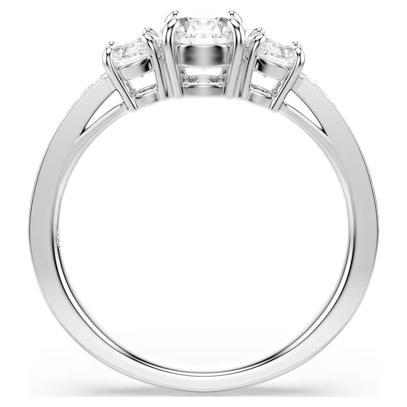 Stilla Attract ring Round cut, White, Silver-tone finish