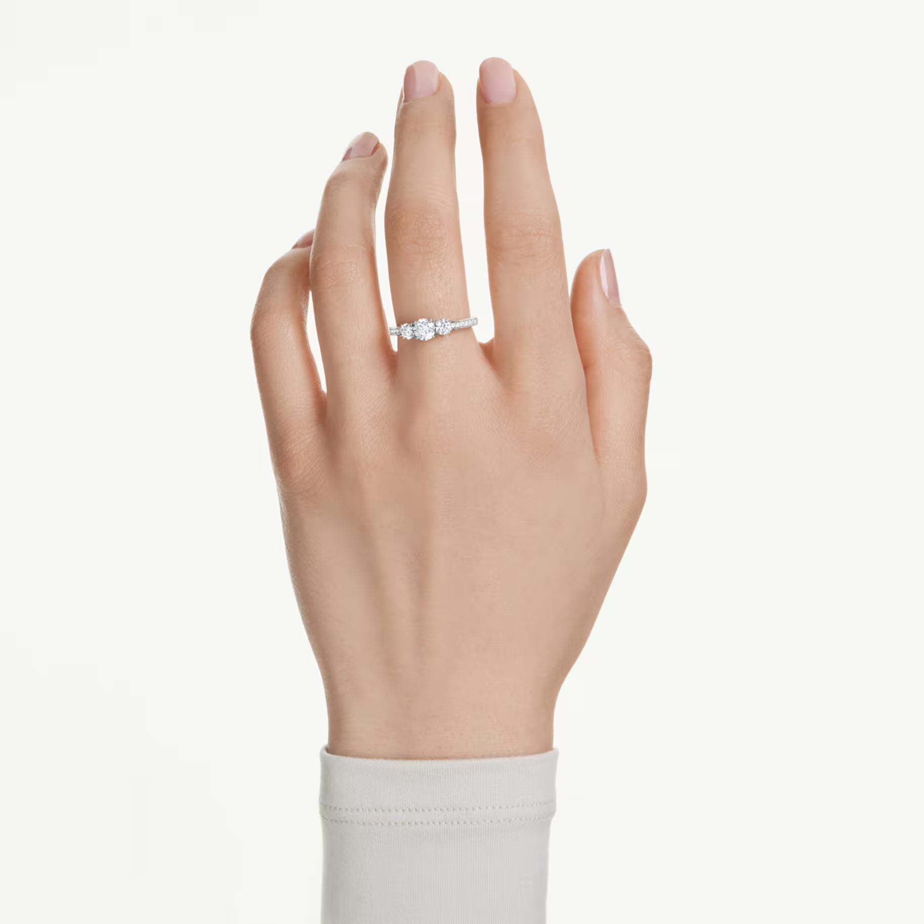 Stilla Attract ring Round cut, White, Silver-tone finish