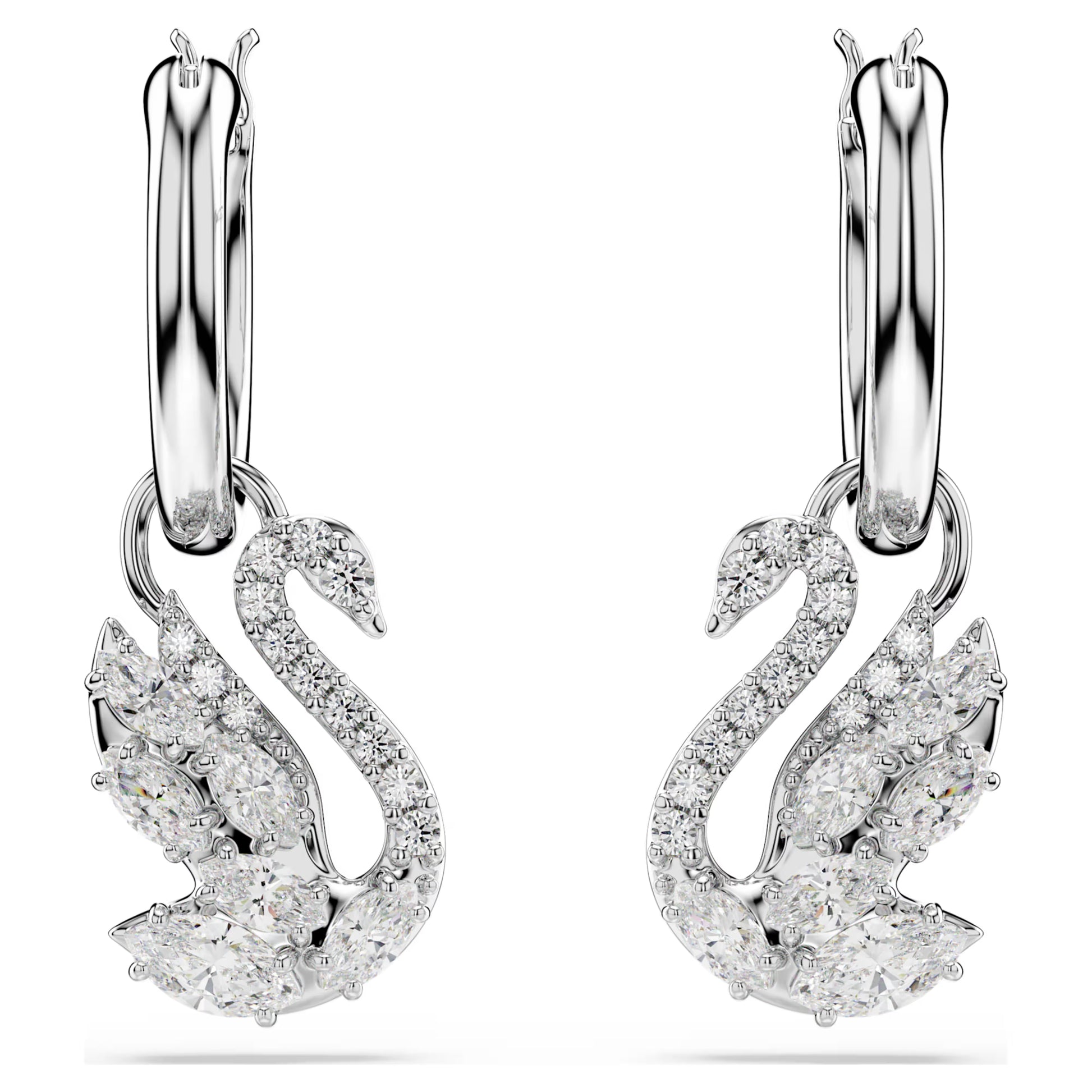 Swan Mixed Cuts Swarovski Drop Earrings
