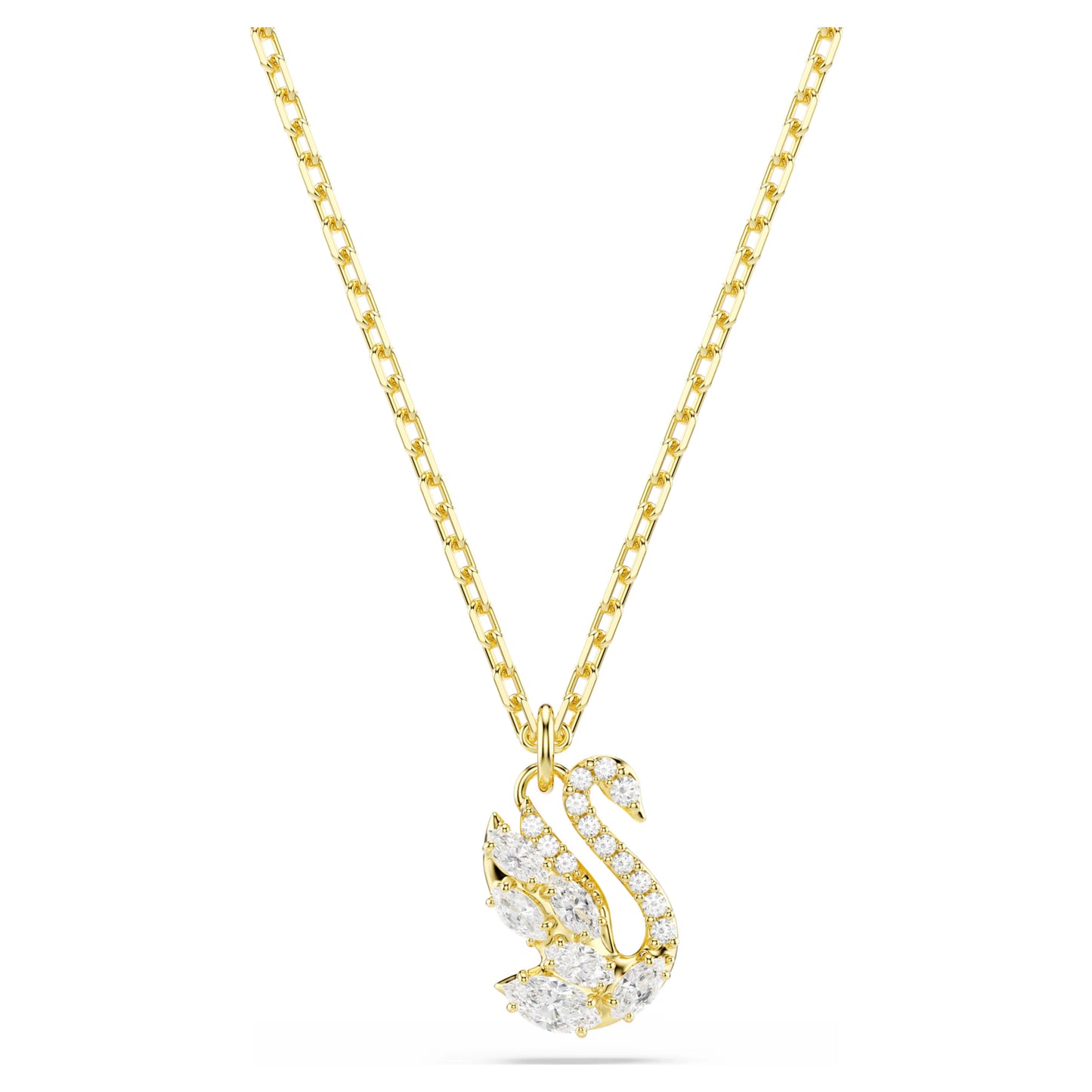 Gold Swan Mixed Cuts Swarovski Pendant