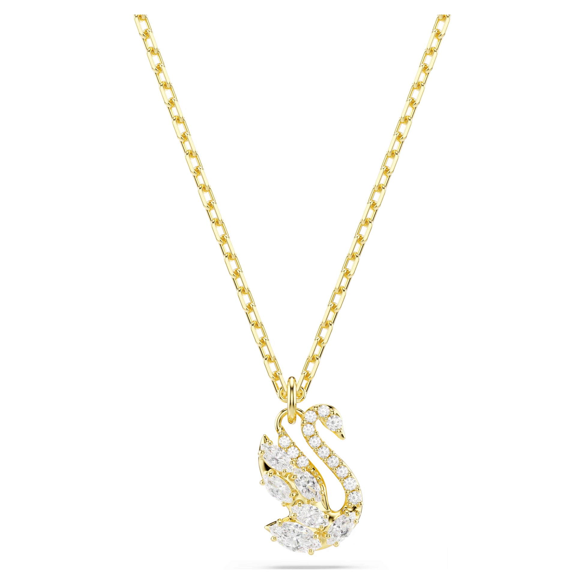 Gold Swan Mixed Cuts Swarovski Pendant