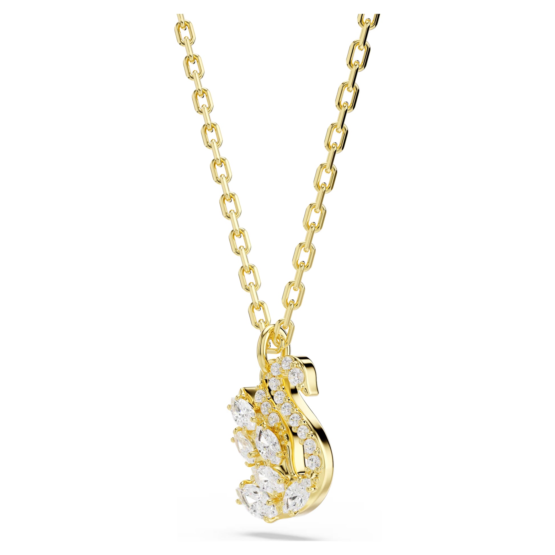 Gold Swan Mixed Cuts Swarovski Pendant