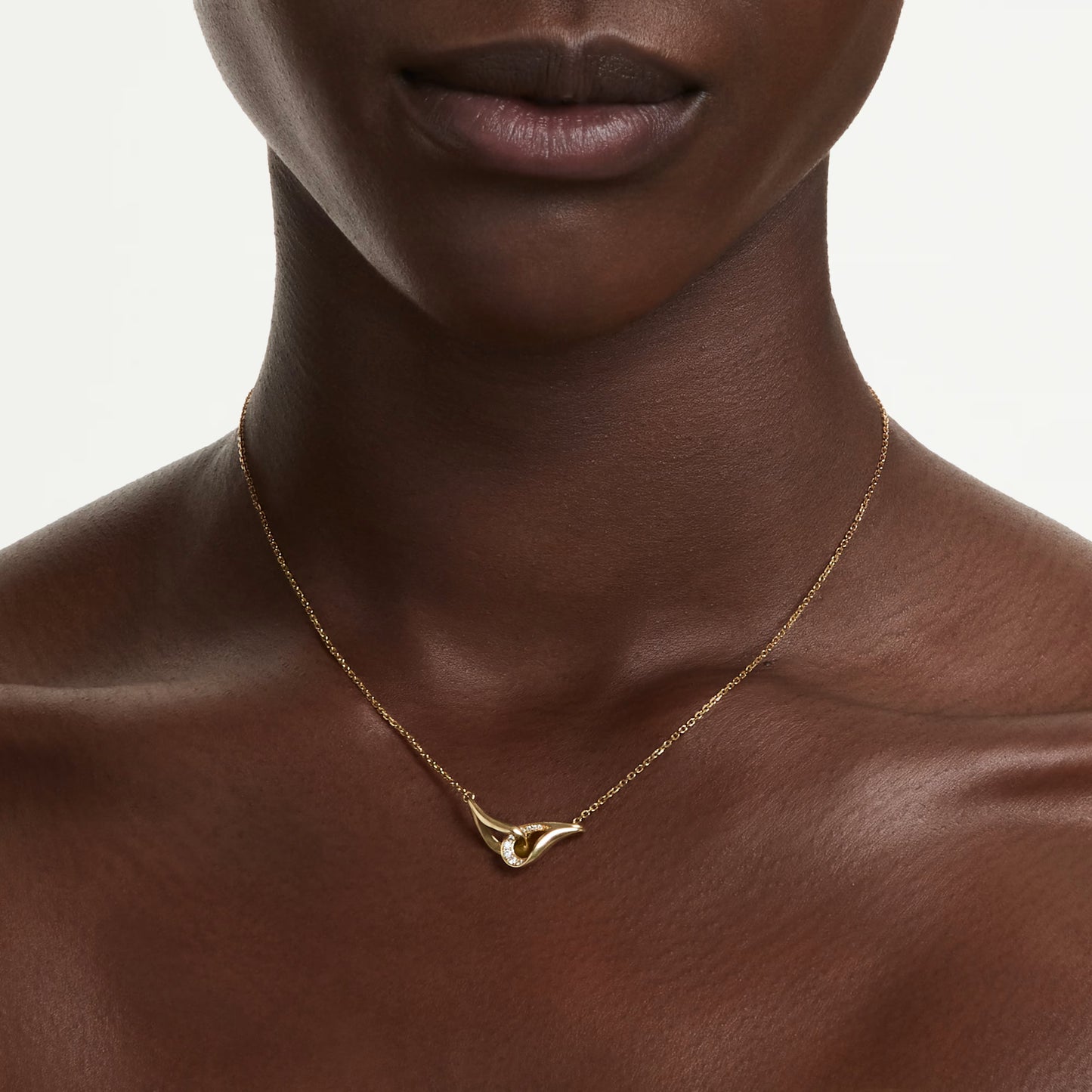 Gold on Sterling Silver Classica Interlocking Swarovski Pendant
