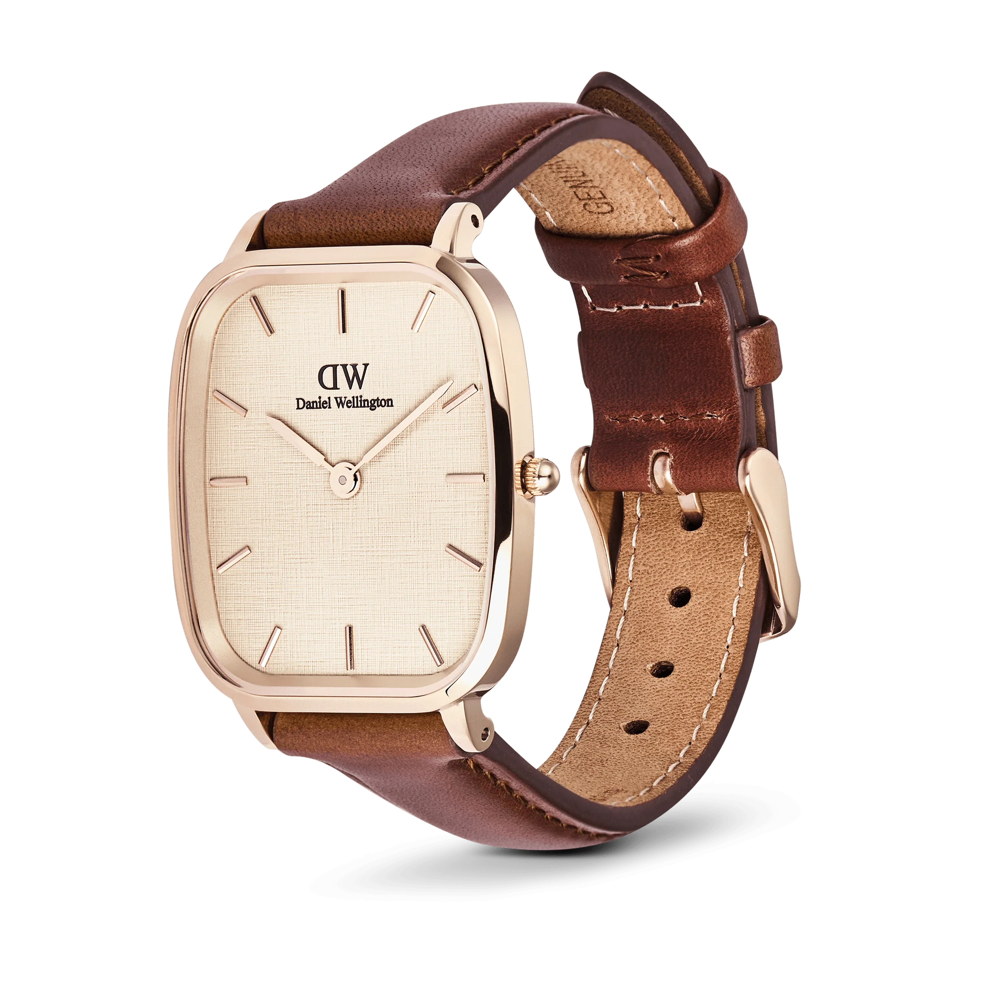 DW MARLON SHEFFIELD LINED GOLD GENTS BLACK LEATHER WATCH