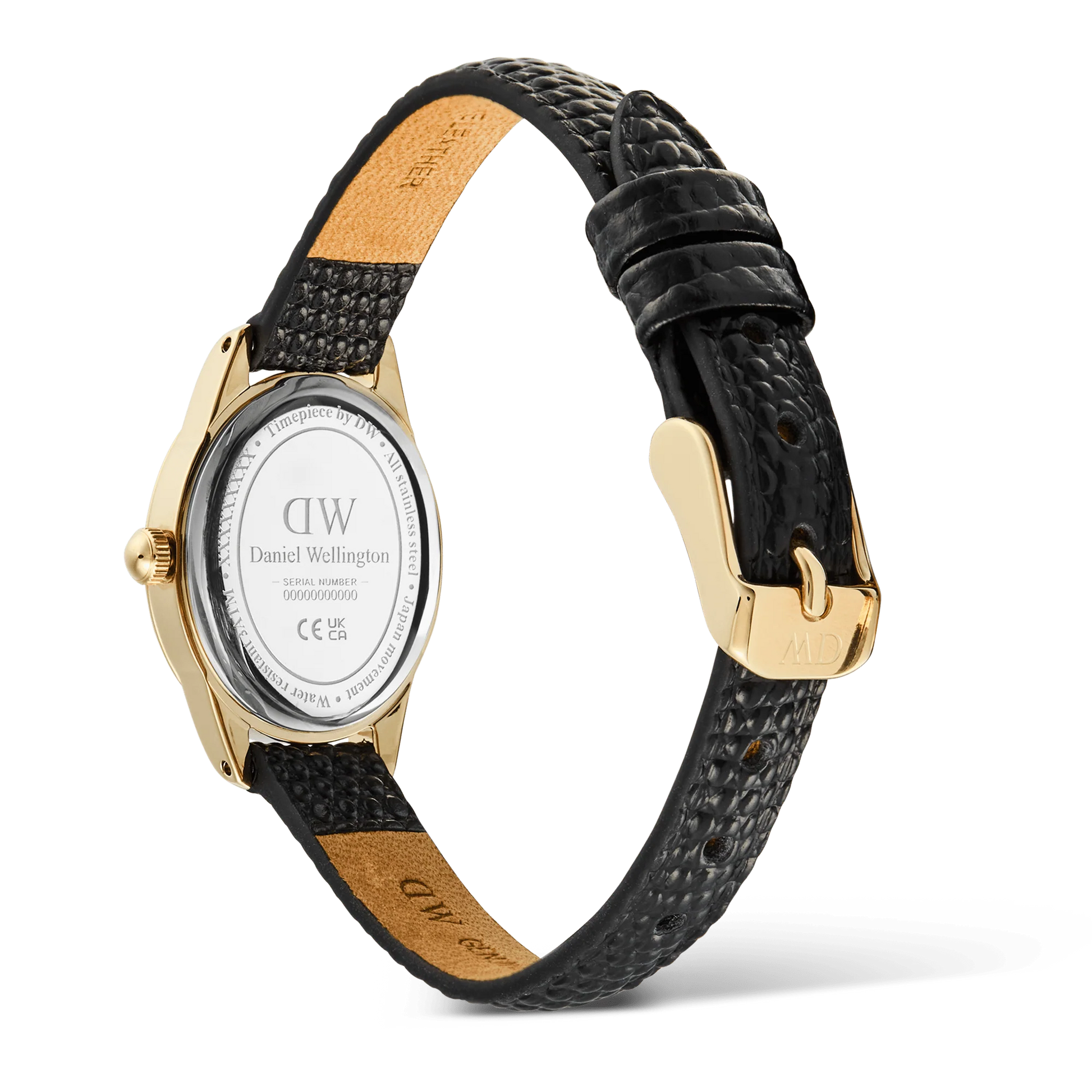DW OPHELIA MINI BLACK LIZARD LEATHER LADIES WATCH