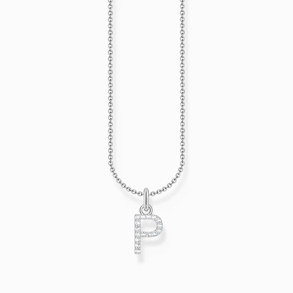 THOMAS SABO LETTER 'P' NECKLACE WITH WHITE ZIRCONIA