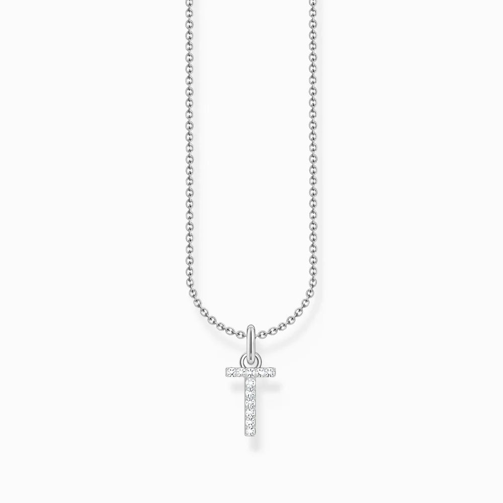 THOMAS SABO LETTER 'T' NECKLACE WITH WHITE ZIRCONIA
