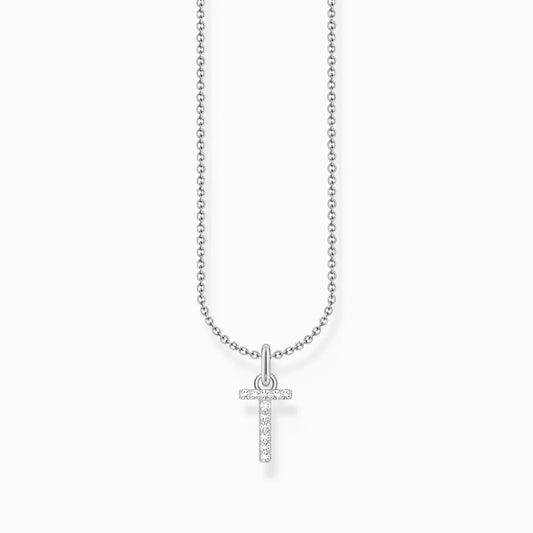 THOMAS SABO LETTER 'T' NECKLACE WITH WHITE ZIRCONIA