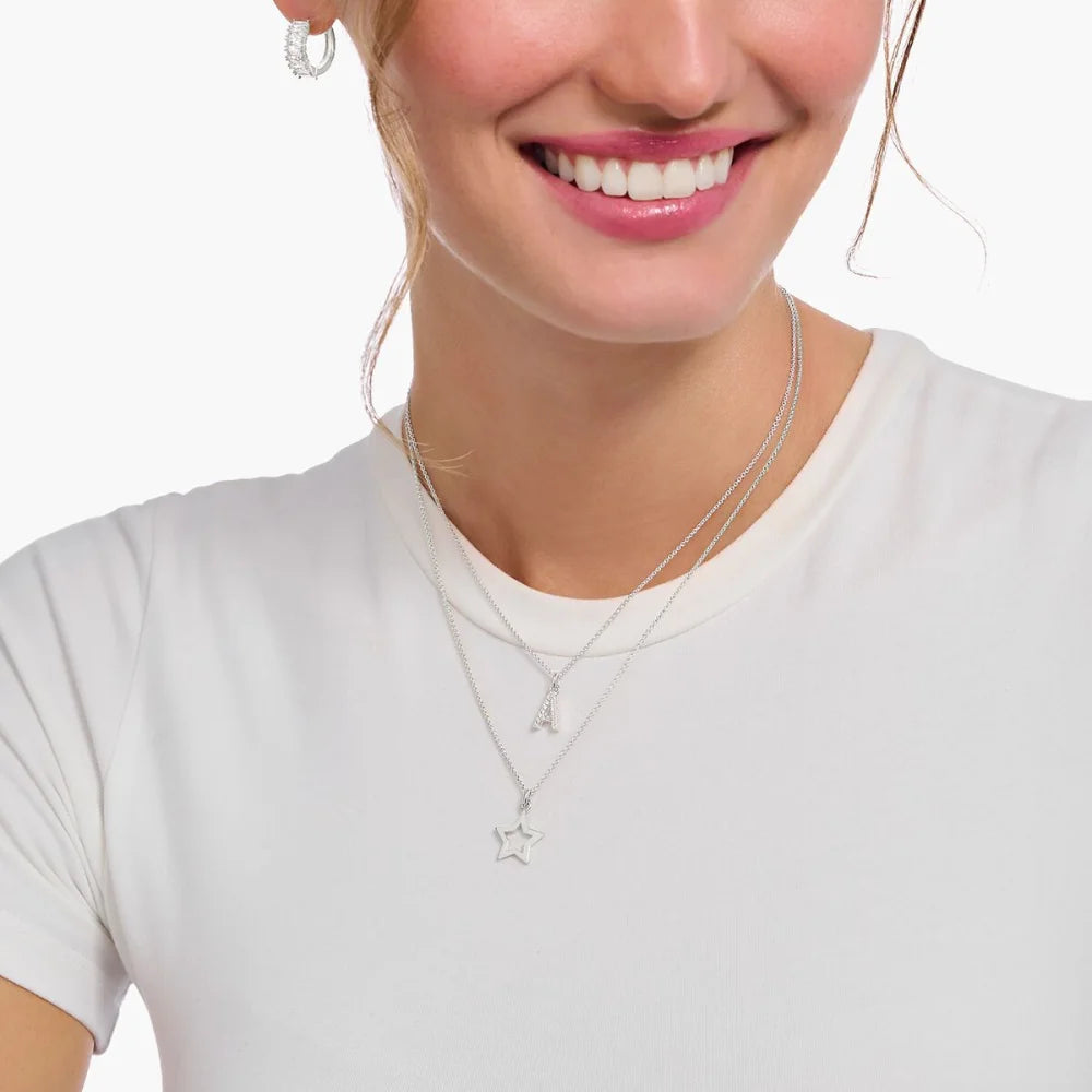 THOMAS SABO LETTER 'T' NECKLACE WITH WHITE ZIRCONIA