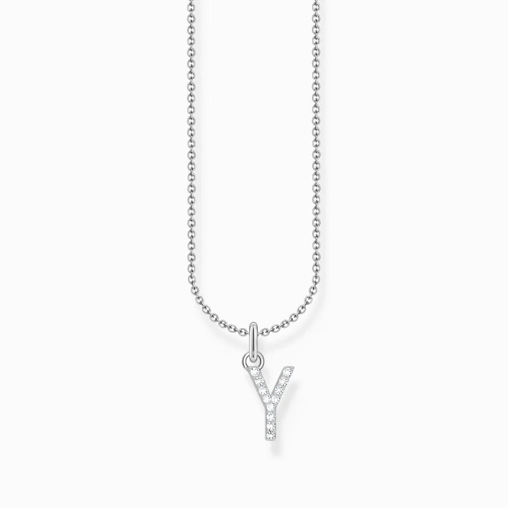 THOMAS SABO LETTER 'Y' NECKLACE WITH WHITE ZIRCONIA