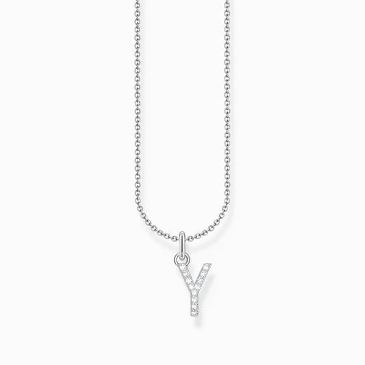 THOMAS SABO LETTER 'Y' NECKLACE WITH WHITE ZIRCONIA