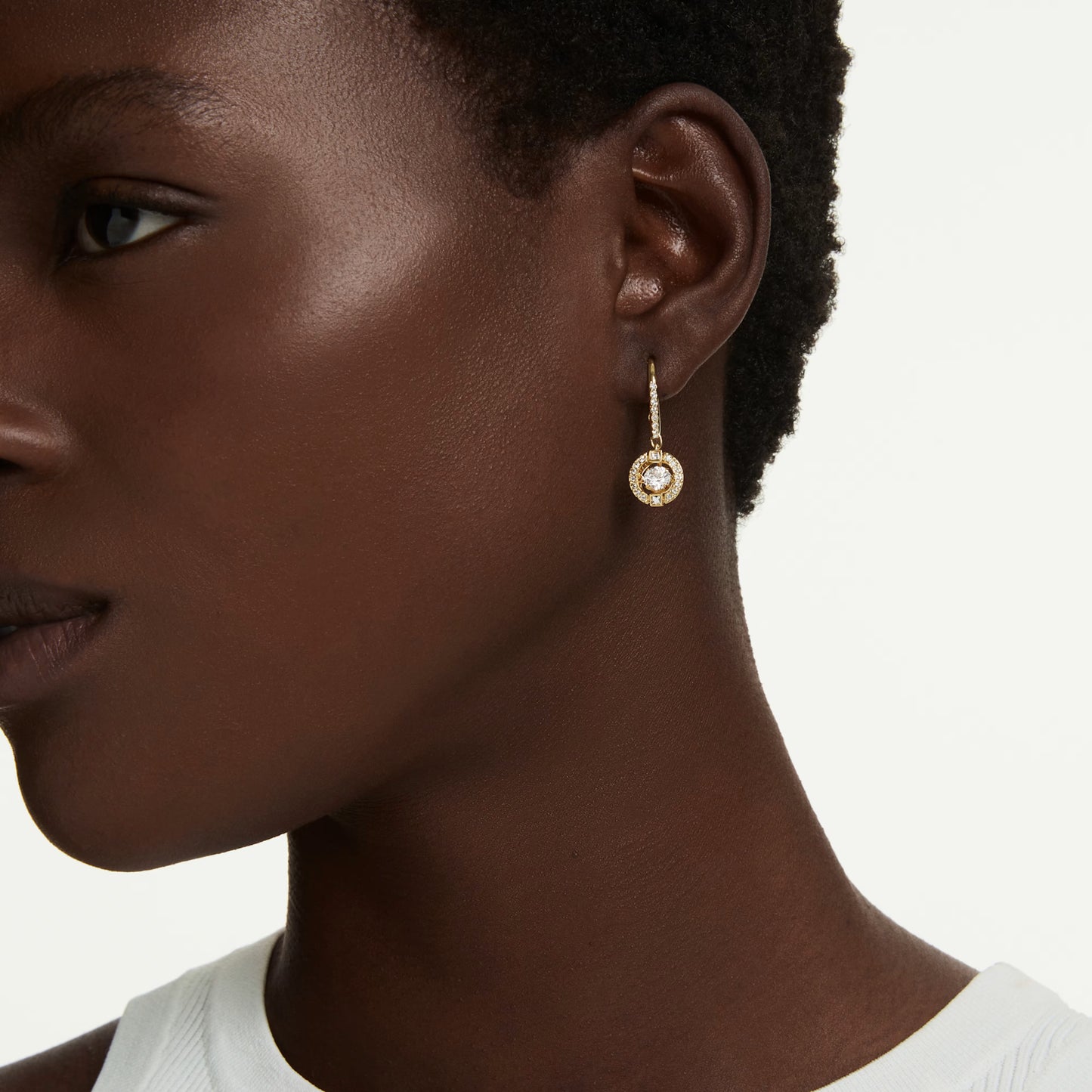 Gold Una Angelic Dancing Stone Swarovski Drop Earrings