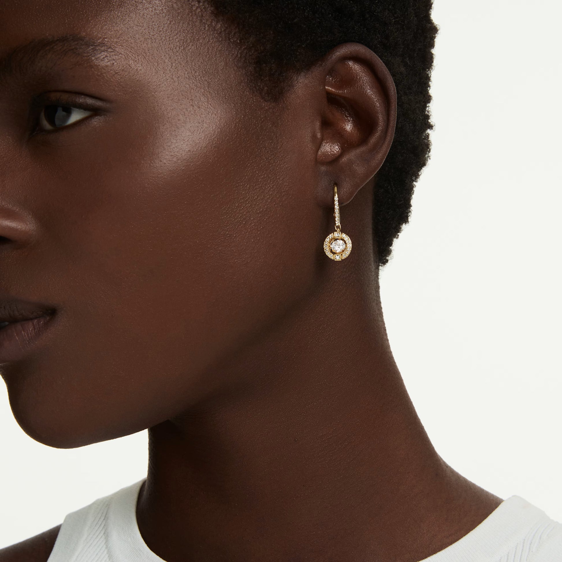 Gold Una Angelic Dancing Stone Swarovski Drop Earrings