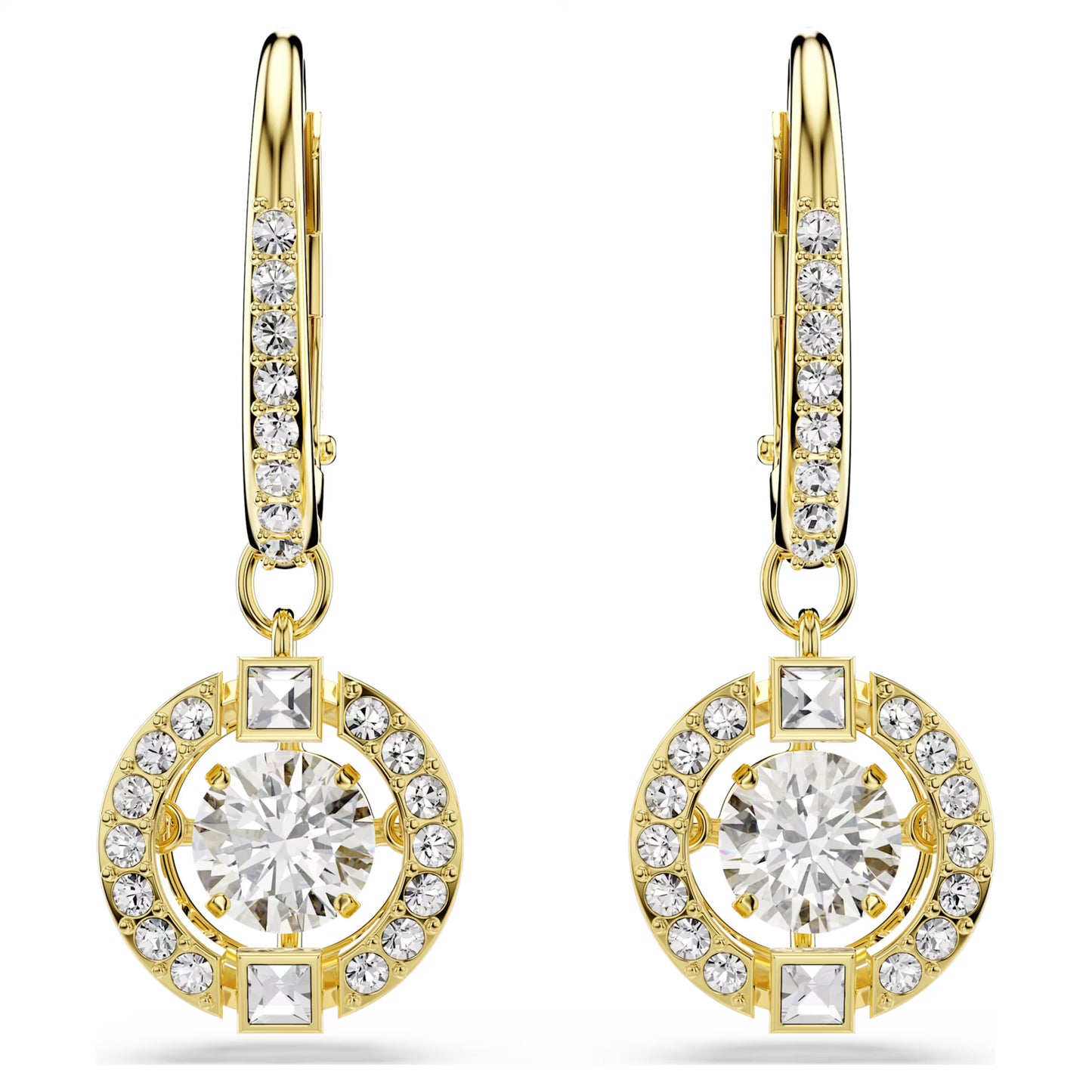 Gold Una Angelic Dancing Stone Swarovski Drop Earrings
