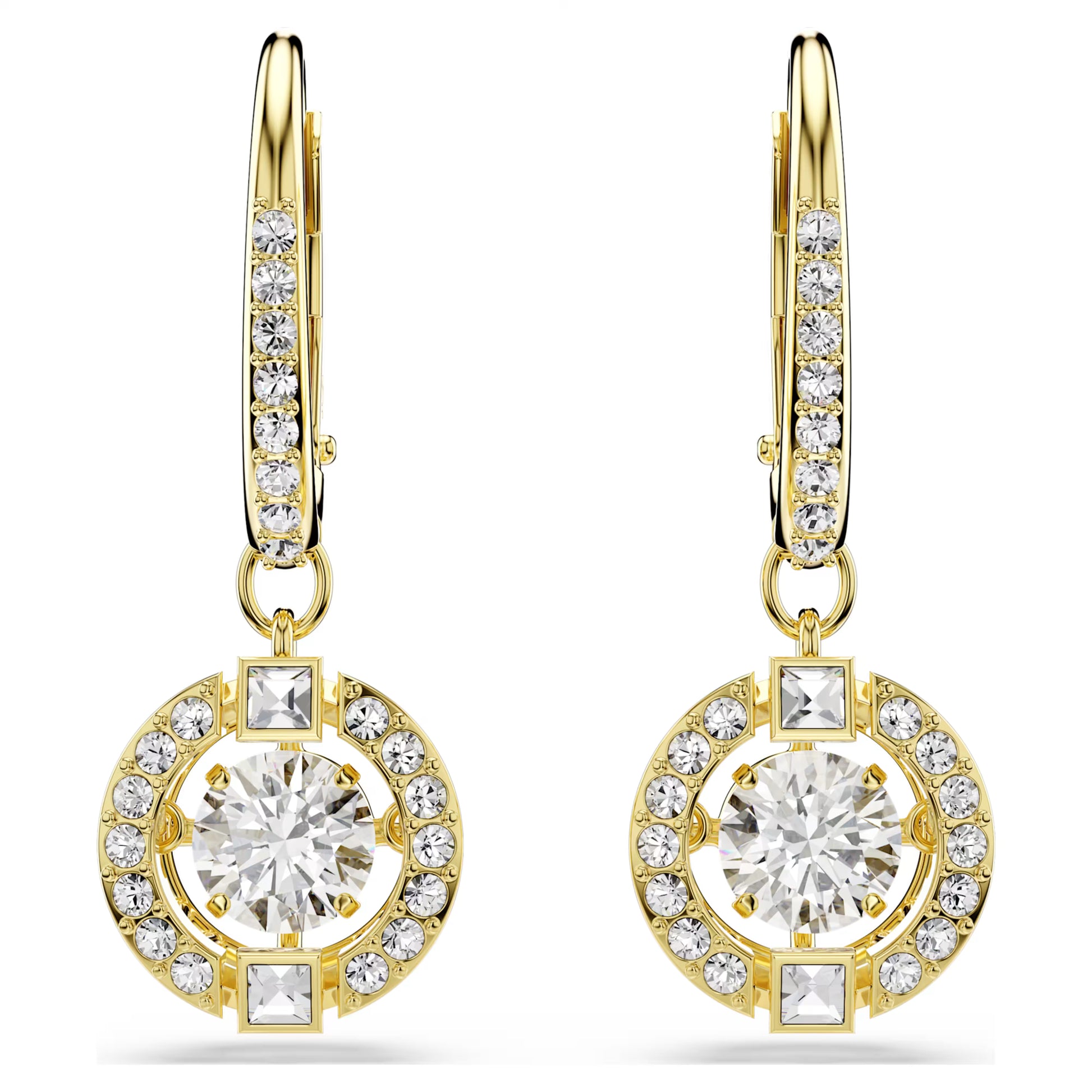 Gold Una Angelic Dancing Stone Swarovski Drop Earrings