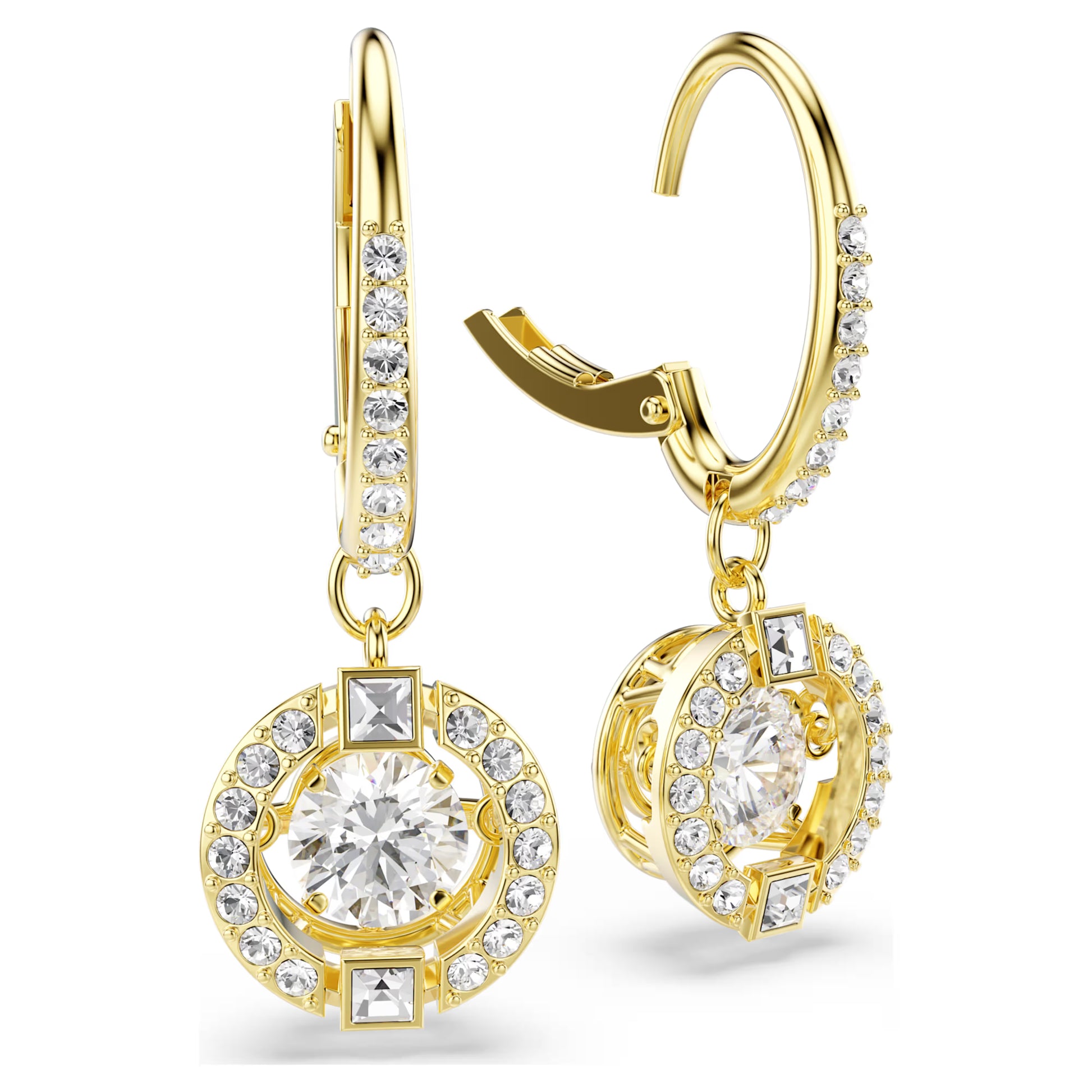 Gold Una Angelic Dancing Stone Swarovski Drop Earrings