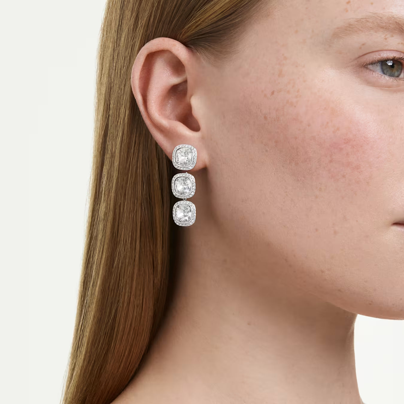 Una Angelic Cushion Cut Swarovski Drop Earrings