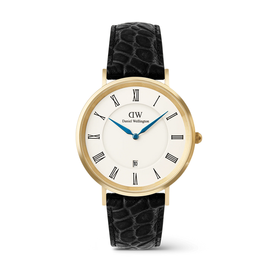 Daniel Wellington Classic Romas Numerals Dial with Date Gents Black Croc Leather Watch
