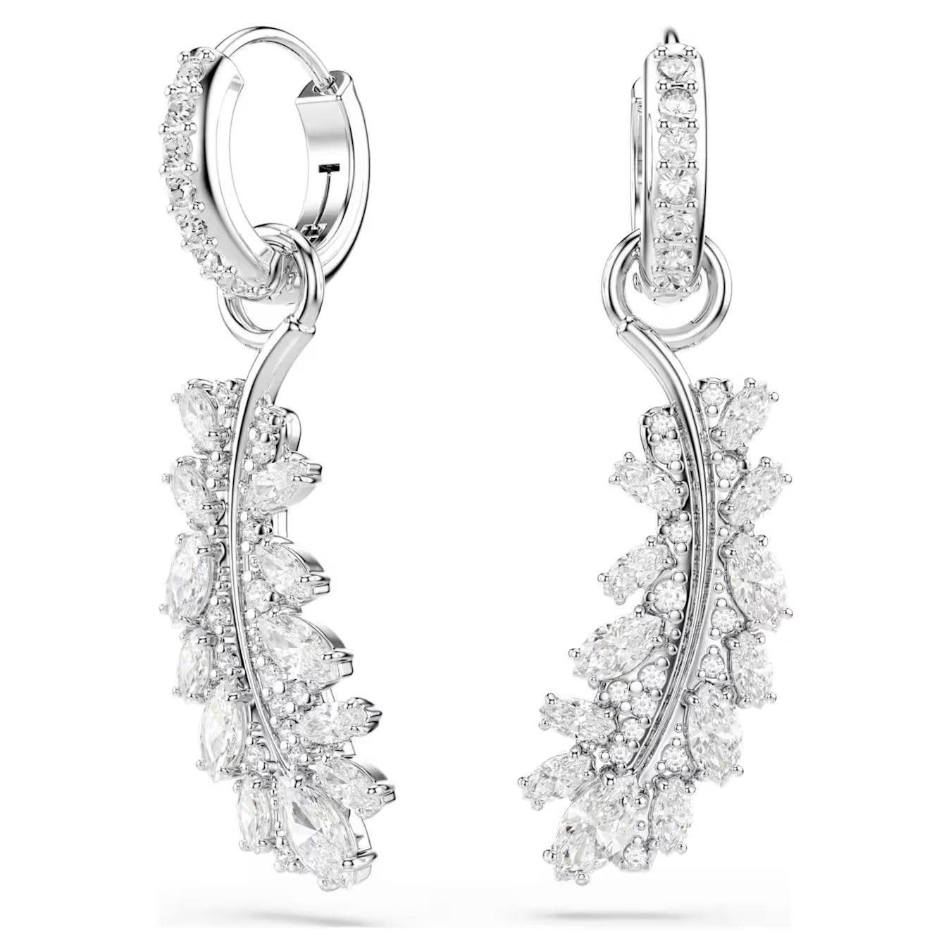 Vienna Feather Mixed Cuts Swarovski Hoop Earrings