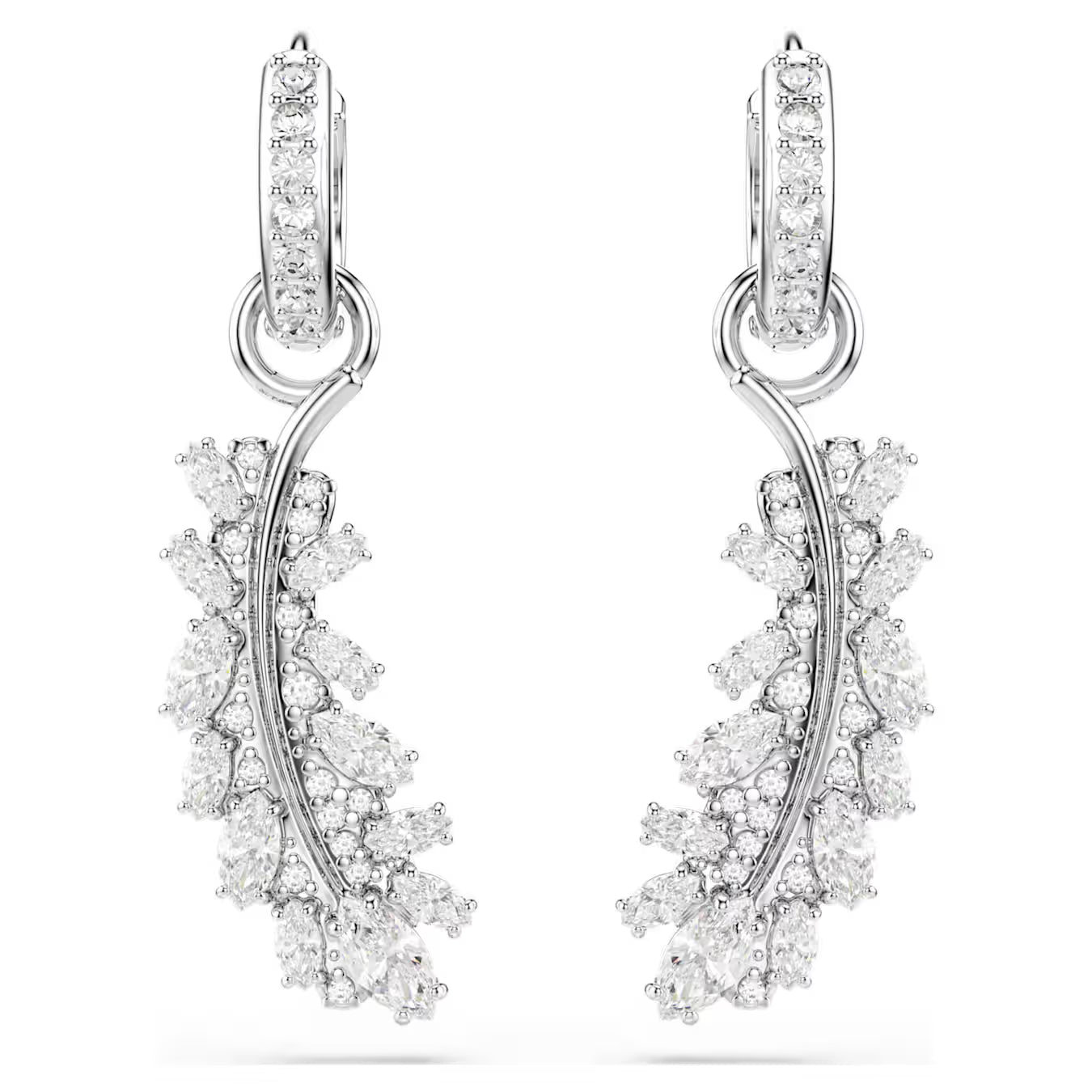 Vienna Feather Mixed Cuts Swarovski Hoop Earrings