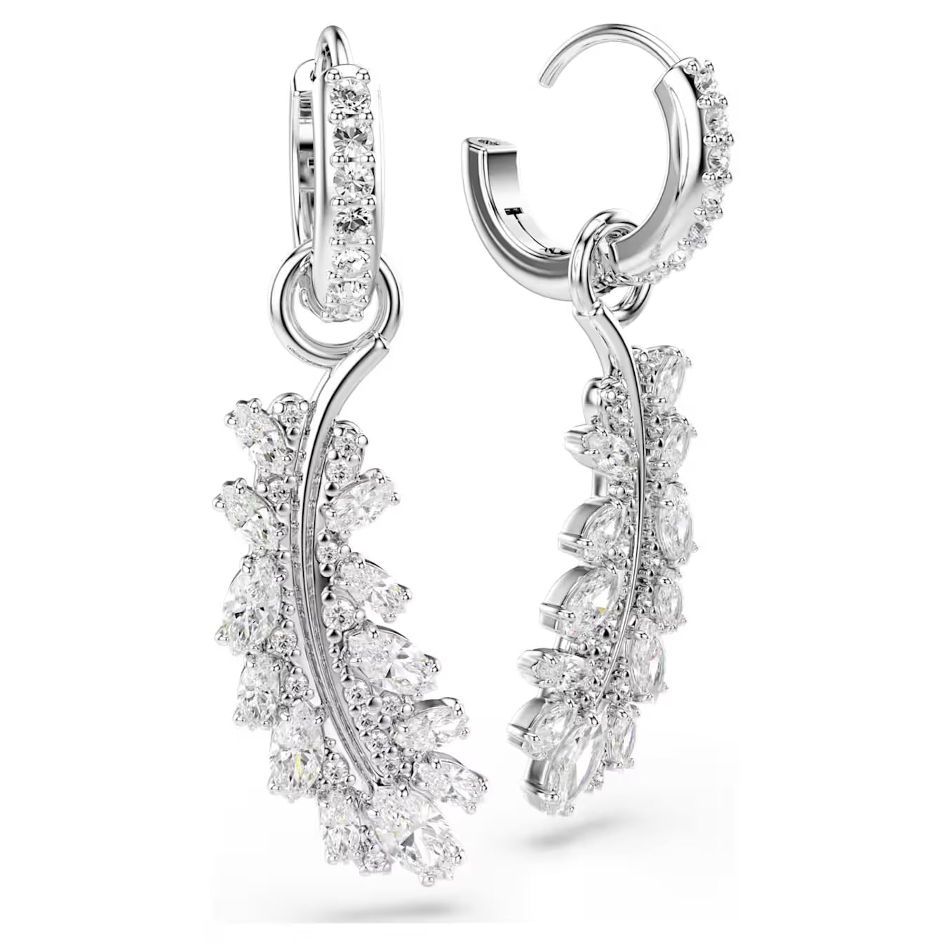 Vienna Feather Mixed Cuts Swarovski Hoop Earrings