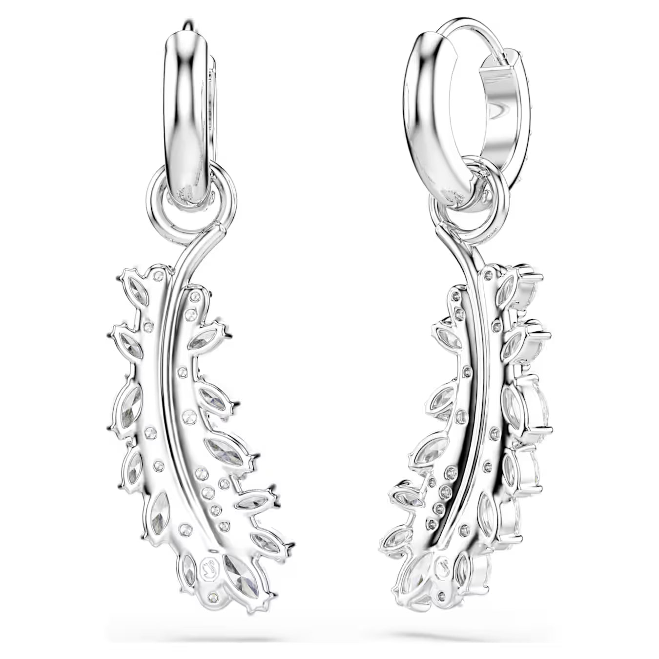 Vienna Feather Mixed Cuts Swarovski Hoop Earrings
